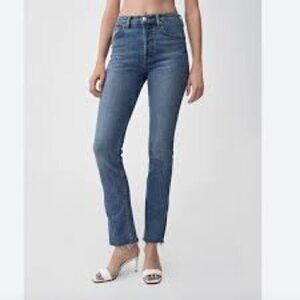 Re/Done High Rise Ankle Crop Button Up 5 Pocket  Jeans Size 27